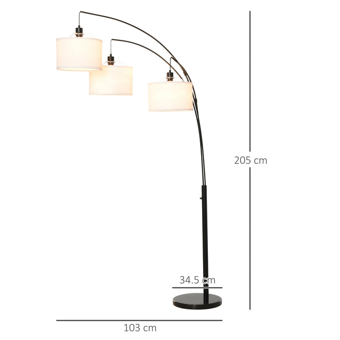 EasyComfort Lampada da Terra 3 Luci e Braccia Flessibili Base in Marmo Altezza 205cm