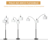 EasyComfort Lampada da Terra 3 Luci e Braccia Flessibili Base in Marmo Altezza 205cm