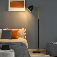 EASYCOMFORT  Lampada da Terra ad Arco con Paralume Regolabile, Lampada da Pavimento Moderna Metallo - Nero/Oro