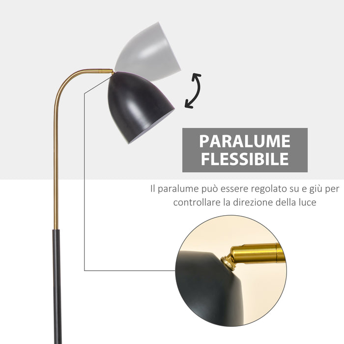 EASYCOMFORT  Lampada da Terra ad Arco con Paralume Regolabile, Lampada da Pavimento Moderna Metallo - Nero/Oro