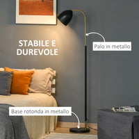 EASYCOMFORT  Lampada da Terra ad Arco con Paralume Regolabile, Lampada da Pavimento Moderna Metallo - Nero/Oro