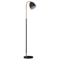 EASYCOMFORT  Lampada da Terra ad Arco con Paralume Regolabile, Lampada da Pavimento Moderna Metallo - Nero/Oro