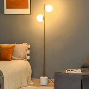 EASYCOMFORT  Lampada da Terra con 2 Paralumi a Sfera Lampada a Piantana Moderna Altezza 165cm - Oro