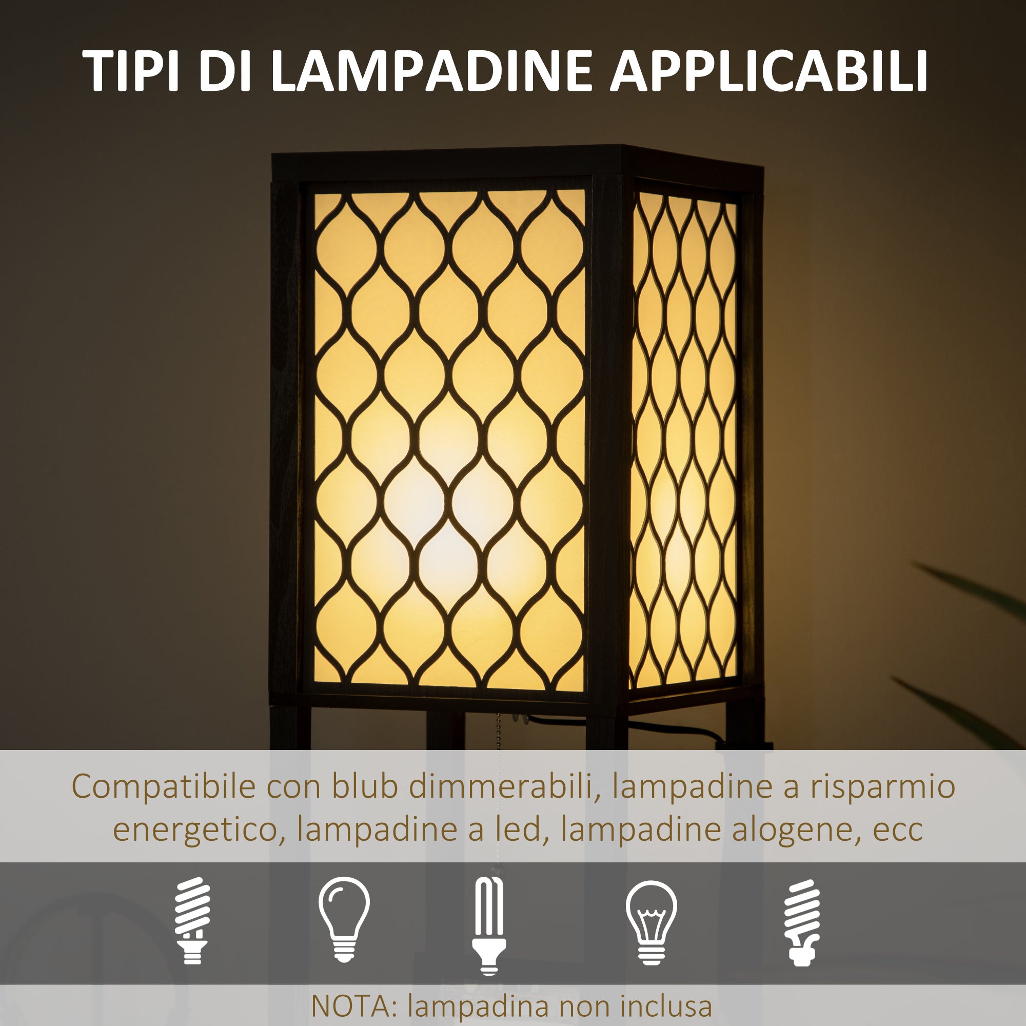 EasyComfort Lampada da Terra a Colonna in MDF e Plastica con 2 Ripiani, per Soggiorno, Studio e Camera da Letto, 26x26x156 cm