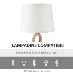 EASYCOMFORT  Lampada da Tavolo Stile Marinaro in Corda e Tessuto, Attacco E27, Abat jour per Casa e Ufficio, ?30x56cm - Beige/Bianco