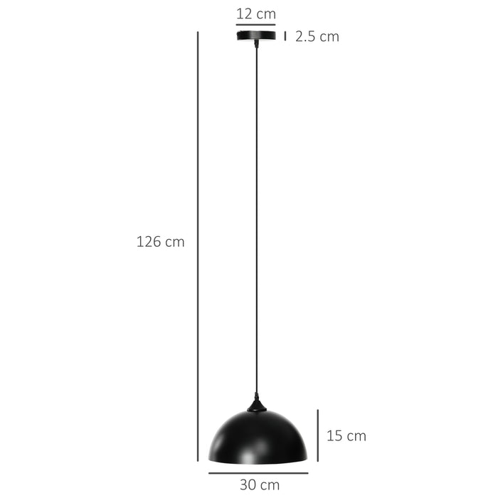 EasyComfort Lampada a Sospensione Moderna ad Altezza Regolabile, Set 2 Pezzi in Metallo con Viti incluse, Ø30x126 cm, Nero