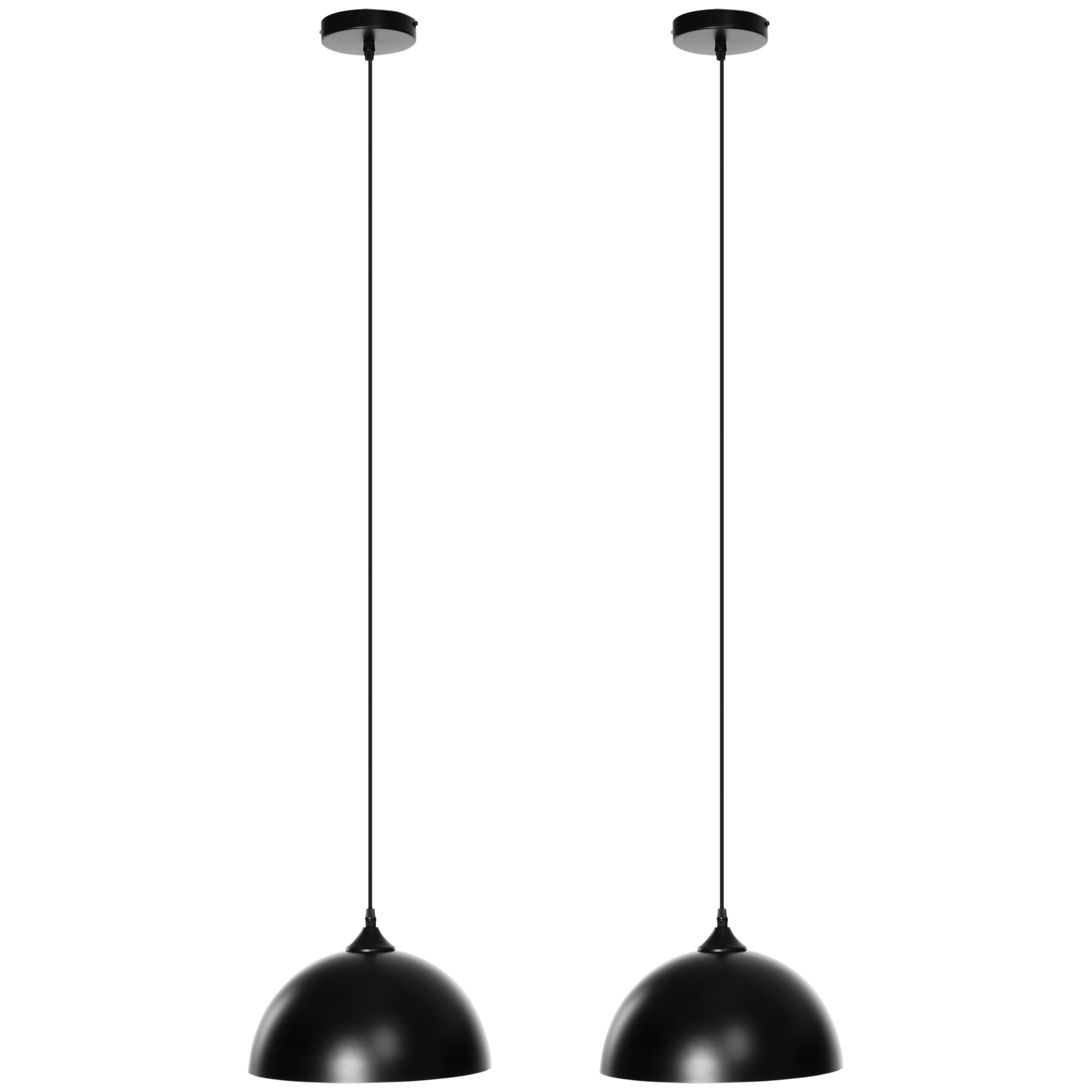 EasyComfort Lampada a Sospensione Moderna ad Altezza Regolabile, Set 2 Pezzi in Metallo con Viti incluse, Ø30x126 cm, Nero