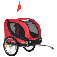 Carrellino Rimorchio per Cani e Animali Domestici da Bicicletta 130x90x73 cm Rosso e Nero