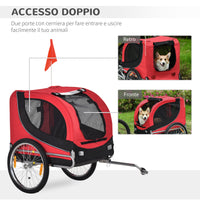 Carrellino Rimorchio per Cani e Animali Domestici da Bicicletta 130x90x73 cm Rosso e Nero