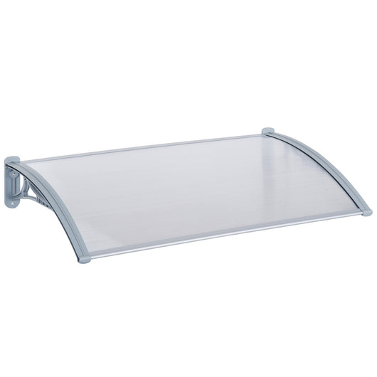 EasyComfort Pensilina Tettoia in PVC Alveolare Resistente e Alluminio, 140x70x21cm