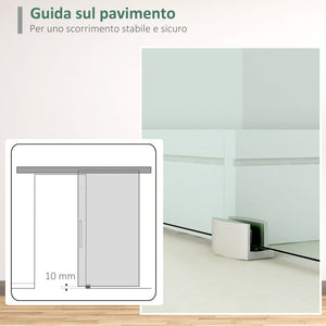 EasyComfort Porta Scorrevole in Vetro Smerigliato e Satinato con Binario e Maniglia per Bagno Cucina 210cm