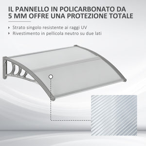 EasyComfort Tettoia in Policarbonato Anti-UV da Esterno per Porte e Finestre, 100x80cm