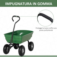 EasyComfort Carrello da Giardino con Struttura in Acciaio e Pneumatici, 108x52x100cm, Verde