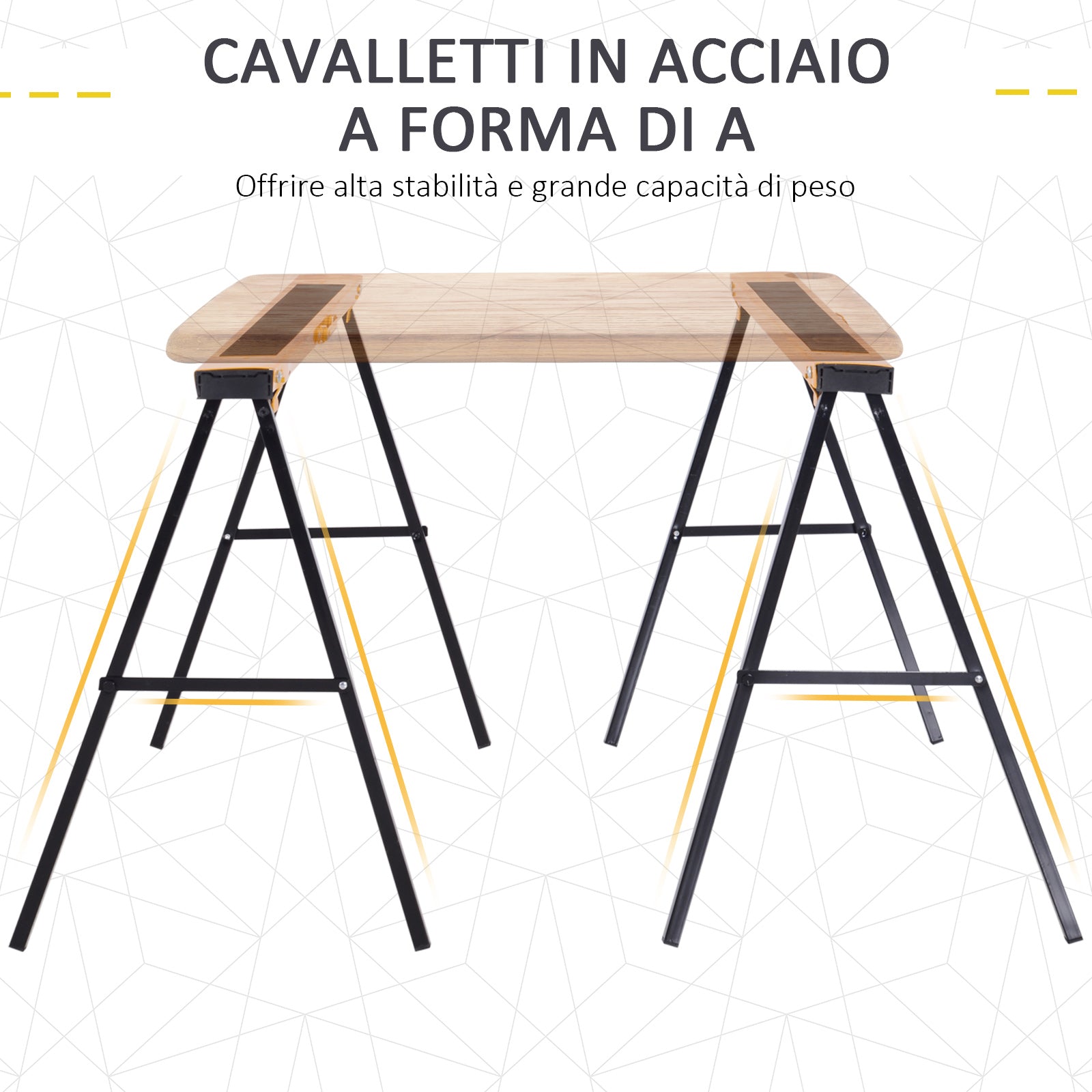 EasyComfort Set 2 Cavalletti da Lavoro Pieghevoli In Acciaio Portata 250kg