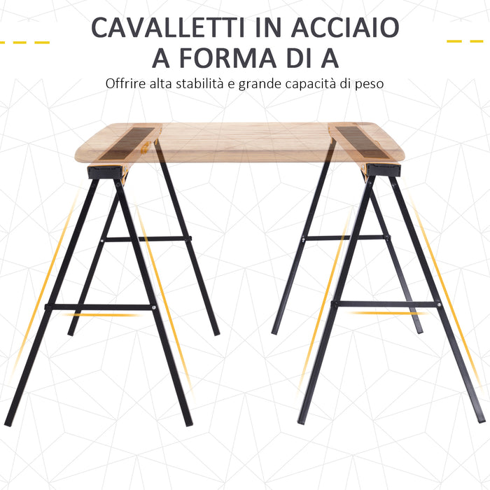 EasyComfort Set 2 Cavalletti da Lavoro Pieghevoli In Acciaio Portata 250kg