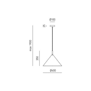 Sospensione Cono Grande D.40 Cm Barbie 1 Luce E27 Alluminio Rame Spazzolato