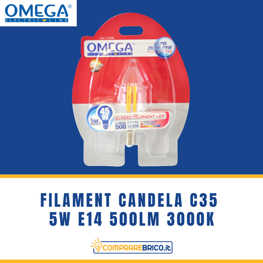 FILAMENT CANDELA C35 5W E14 500LM 3000K A+