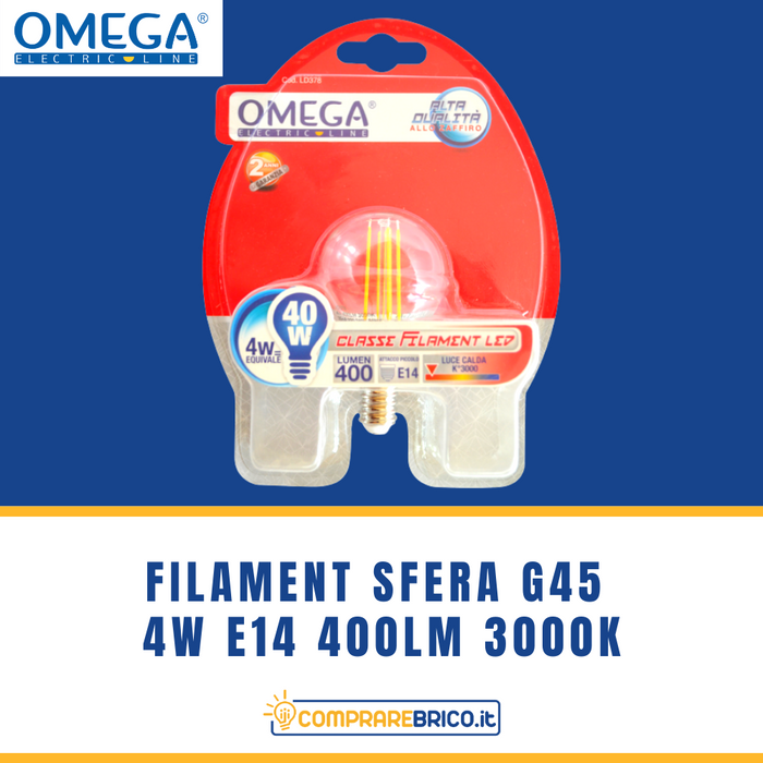 FILAMENT SFERA G45 4W E14 400LM 3000K A+