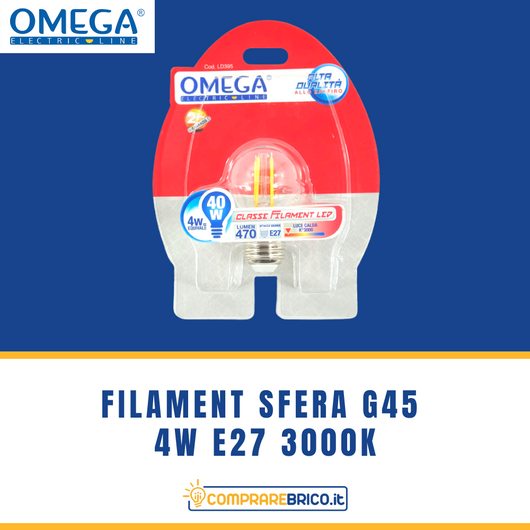 FILAMENT SFERA G45 LED FILAMENT 4W E27 3000K A+