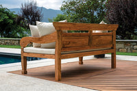 Panchina da Giardino 210x112x103 cm Bali in Teak con Cuscini e Pollow  Ecrù