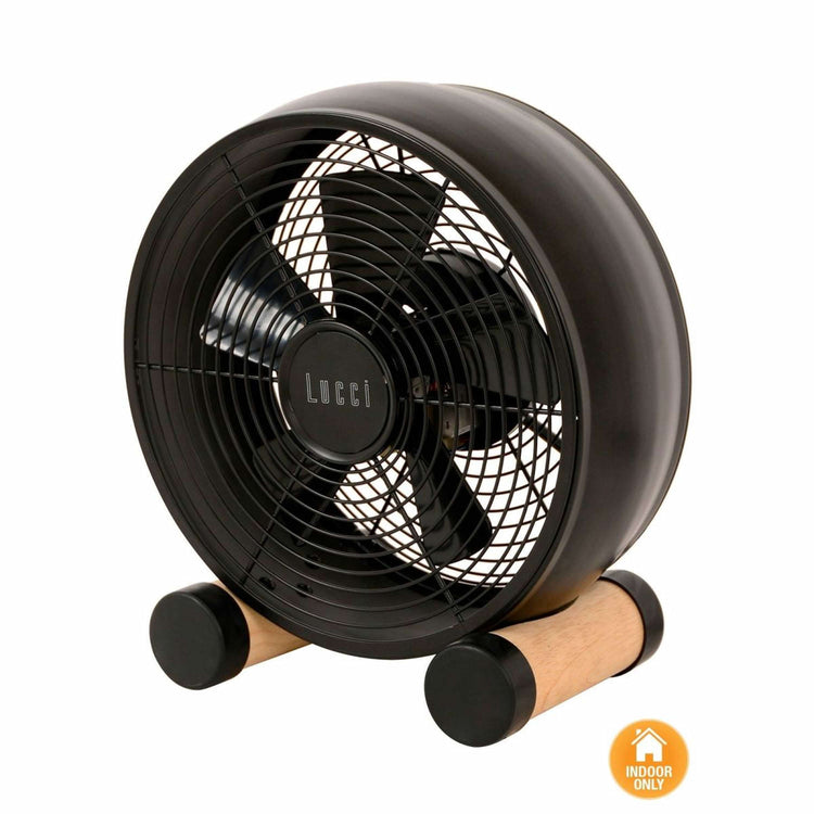 Lucci Air 213120EU Ventilatore da tavolo di design in acciaio dal diametro 20 cm, Nero