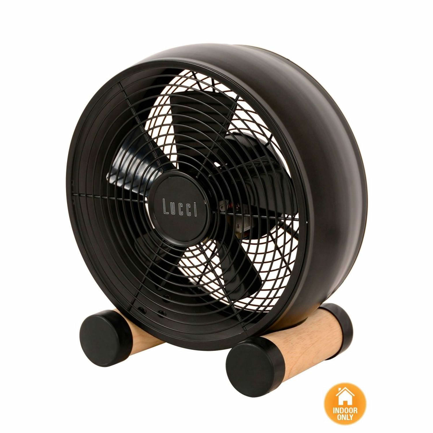 Lucci Air 213120EU Ventilatore da tavolo di design in acciaio dal diametro 20 cm, Nero