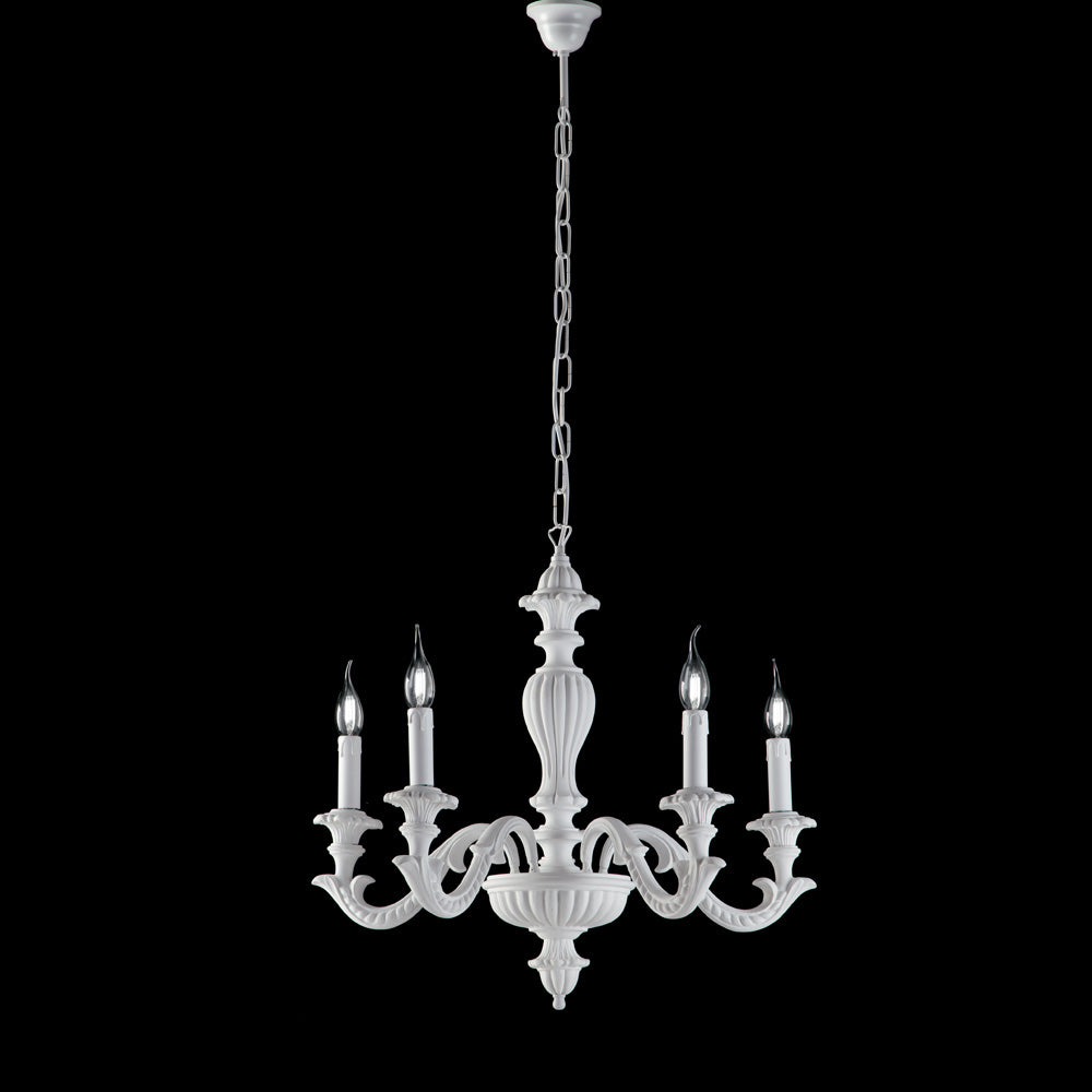 Lampadario Shabby Chic Leonardo Bianco 5 Luci E14