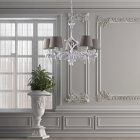 Lampadario Shabby Chic Lucy Bianco 5 Luci Paralume Bianco