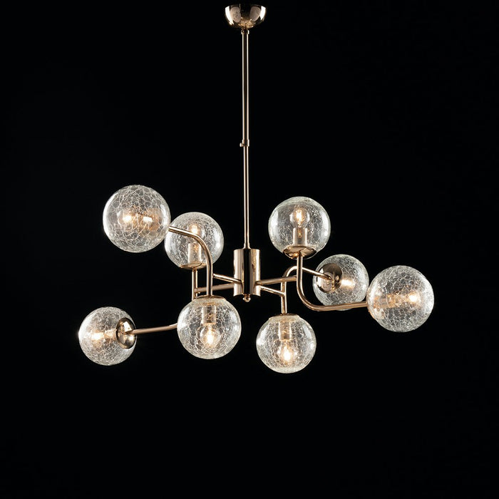 Sospensione Design Moderno Contemporaneo Oro Lucido Con Vetri 8 Luci Ikarus