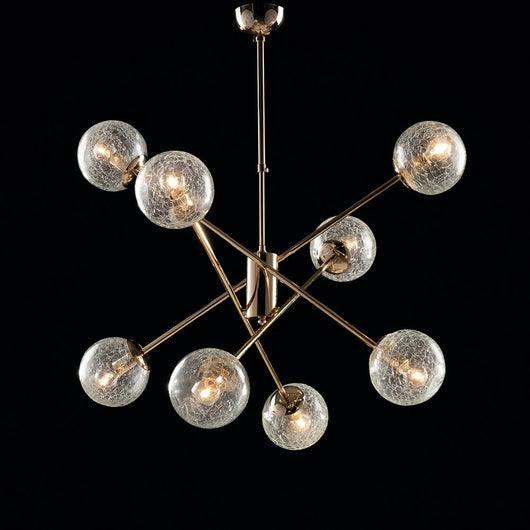 Sospensione Design Moderno Contemporaneo Oro Lucido Con Vetri 8 Luci Tresor