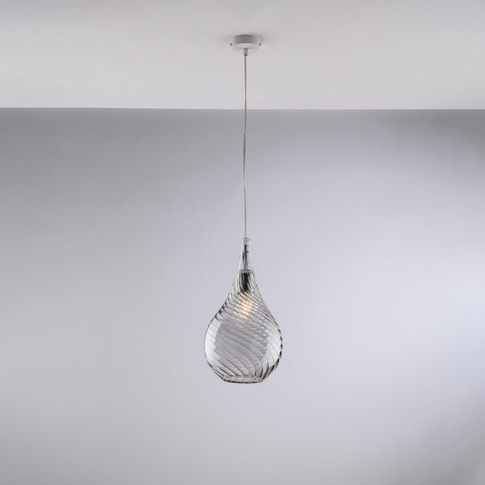 Lampadario Moderno Pluvia Grigio Fumè 1 Luce E27