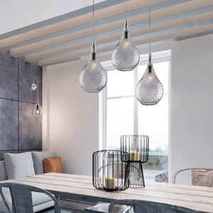 Lampadario Moderno Pluvia Grigio Fumè 3 Luci E27