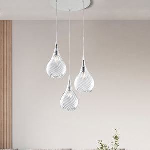 Lampadario Moderno Pluvia Trasparente 3 Luci E27