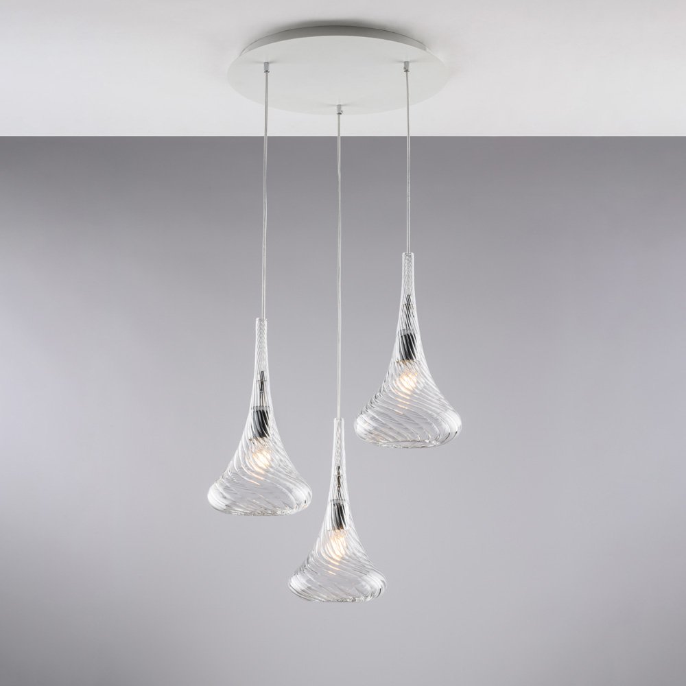 Lampadario Contemporaneo Nemesi Trasparente 3 Luci E27