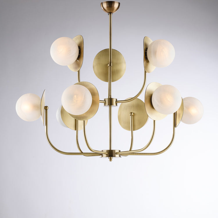 Lampadario Contemporaneo Selene Bronzo 9 Luci E14