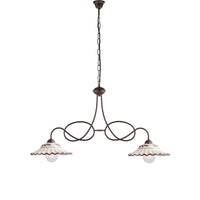 Bilanciere Country Chic Bistrot 2 Luci Ruggine Con Ceramica Vietrese