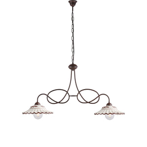 Bilanciere Country Chic Bistrot 2 Luci Ruggine Con Ceramica Vietrese