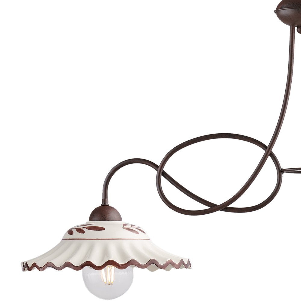 Bilanciere Country Chic Bistrot 2 Luci Ruggine Con Ceramica Vietrese