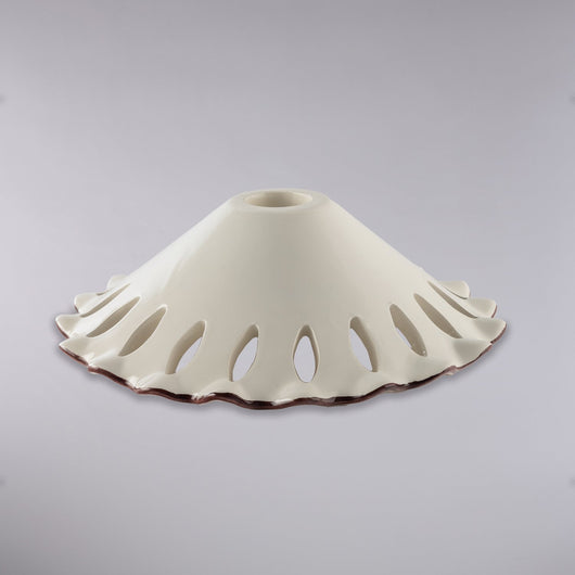 Diffusore In Ceramica Decorata A Mano Bianco E Marrone Diametro 30 Cm