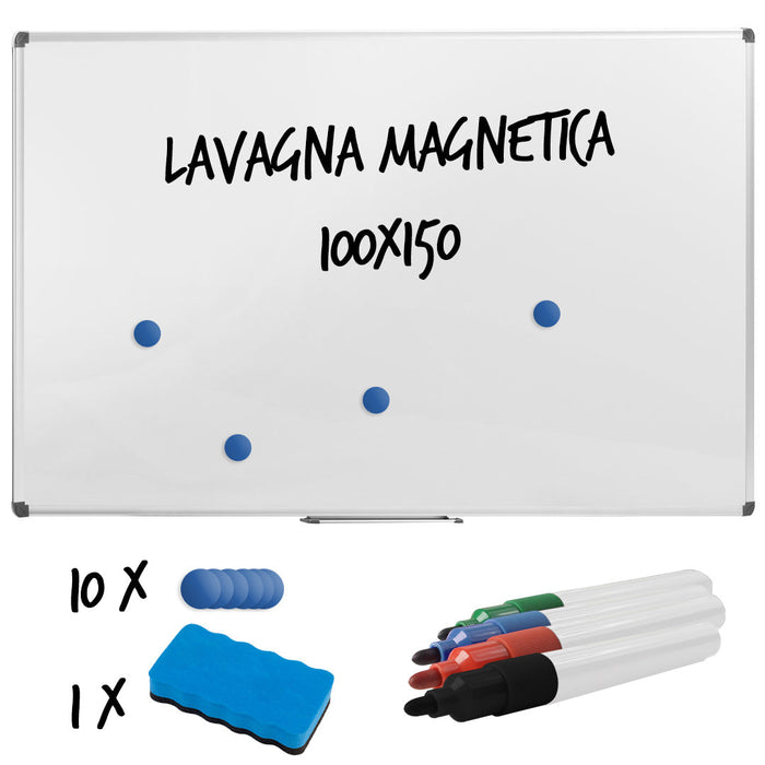 Lavagna per Ufficio Magnetica 150x100 cm in Alluminio Silver