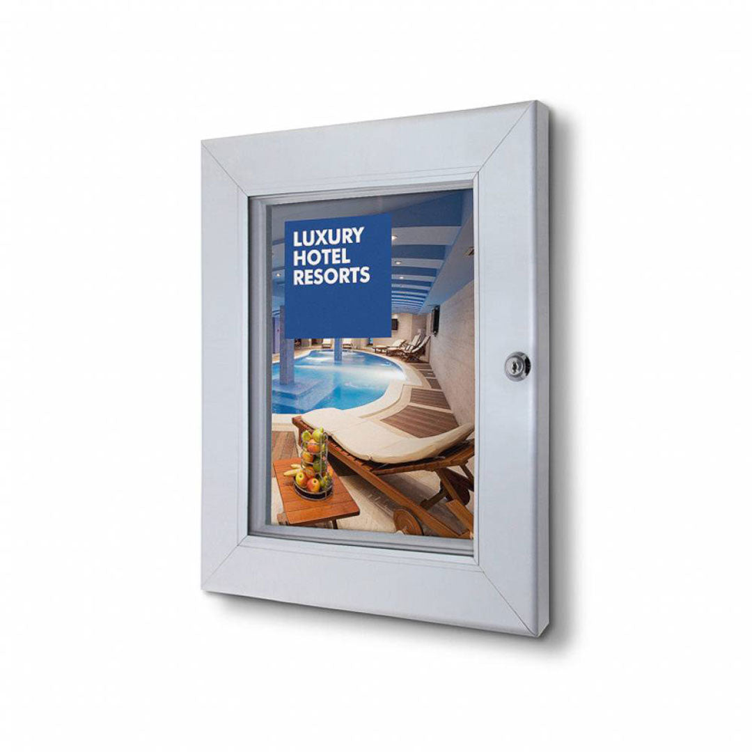 Bacheca con Anta Battente 30x38,7x3,3 cm in Alluminio Porta Poster Silver