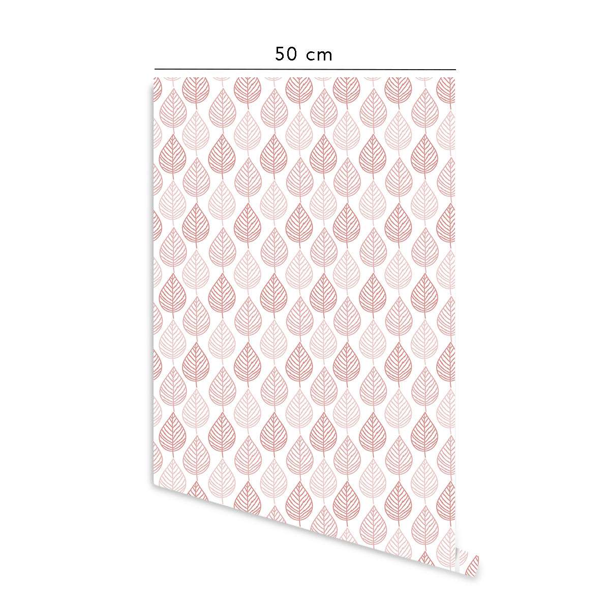 Carta da parati adesiva Foglie in vinile rosa- 1 rotolo 50x300 cm-Decochic