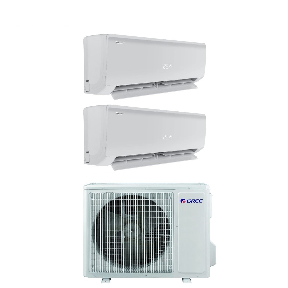 Climatizzatore Condizionatore Gree Dual Split Inverter serie BORA PLUS 12+12 con GWHD(18)NK6OO R-32 Wi-Fi Optional 12000+12000