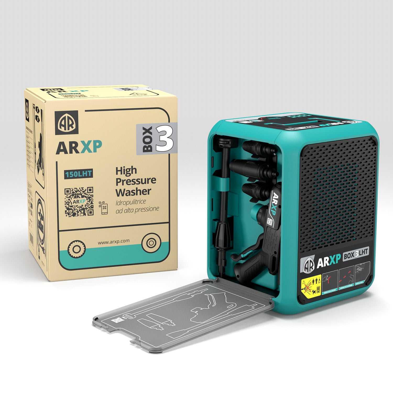 ARXP Idropulitrice BOX3 150LHT compatta (1900 W, 150 bar, 460 l/h)  