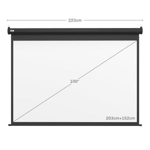 Telo Proiettore 100" Regolabile con Telecomando Formato 4:3 203x152 cm Nero