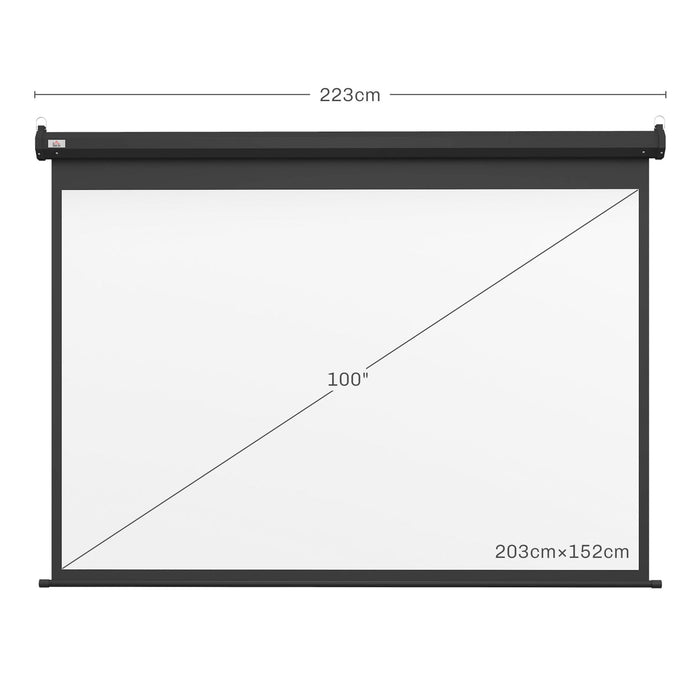 Telo Proiettore 100" Regolabile con Telecomando Formato 4:3 203x152 cm Nero