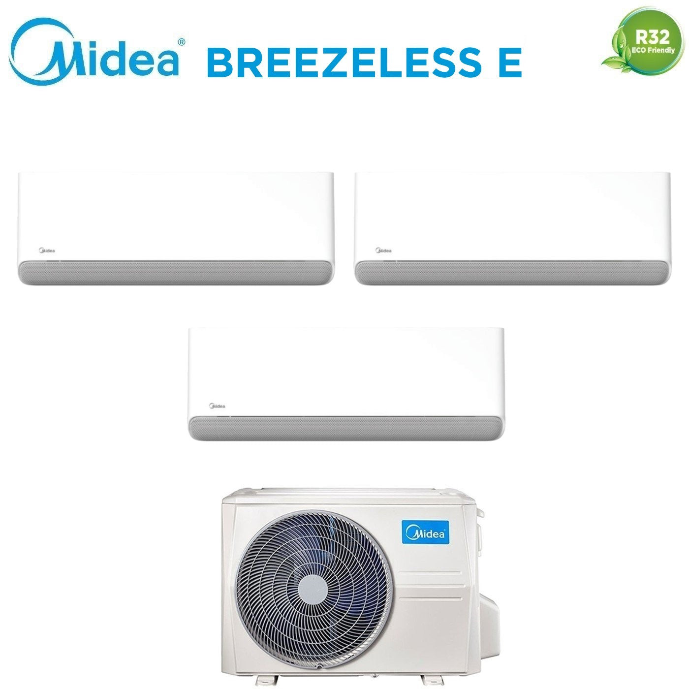 Climatizzatore Condizionatore Midea Trial Split Inverter serie BREEZELESS E 9+9+12 con M3OG-21HFN8-Q R-32 Wi-Fi Integrato 9000+9000+12000