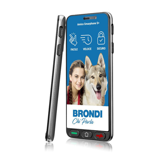 BRONDI AMICO SMARTPHONE S+B (NERO) - SMARTPHONE PER ANZIANI - TASTO SOS - TORCIA - CONTROLLO REMOTO - FOTOCAMERA - CONNETTIVITA 4G - BASE DI RICARICA