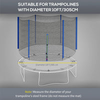 Rete di Protezione per Trampolini a 6 Pali con Ingresso con Cerniera Ø305x180 cm in PE Nero e Blu