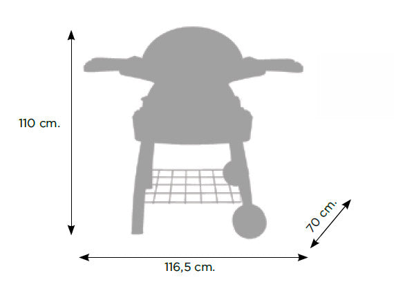 Barbecue a Gas GPL 2 Fuochi 5,2kW 2 Ripiani con Carrello Twin Grill Rosso